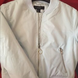 FOREVER 21 BABY BLUE O RING VARSITY JACKET